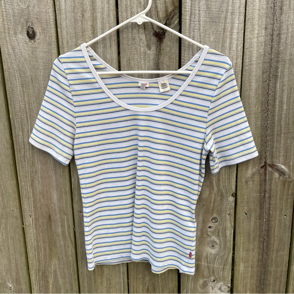 Levi's Fitted White/Yellow/Blue Short Sleeve Tee